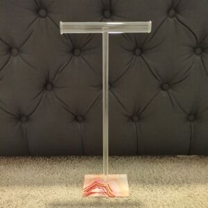 Clear and pink lucite jewelry stand necklace bracelet holder